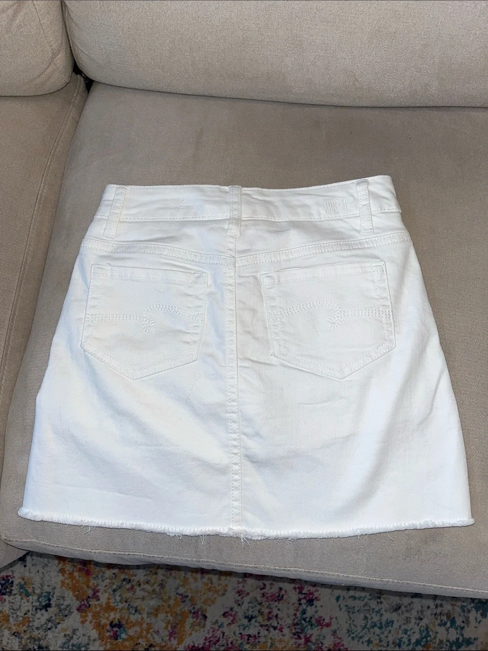 Justice White Distressed Denim Skirt